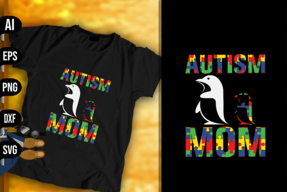 Autism Penguin Mom Graphics & Print Templates
