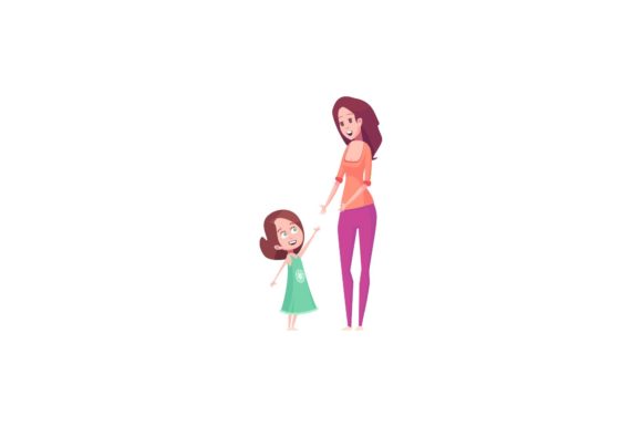 Mother Day Me and Mom Illustration: Graphics & Illustrations